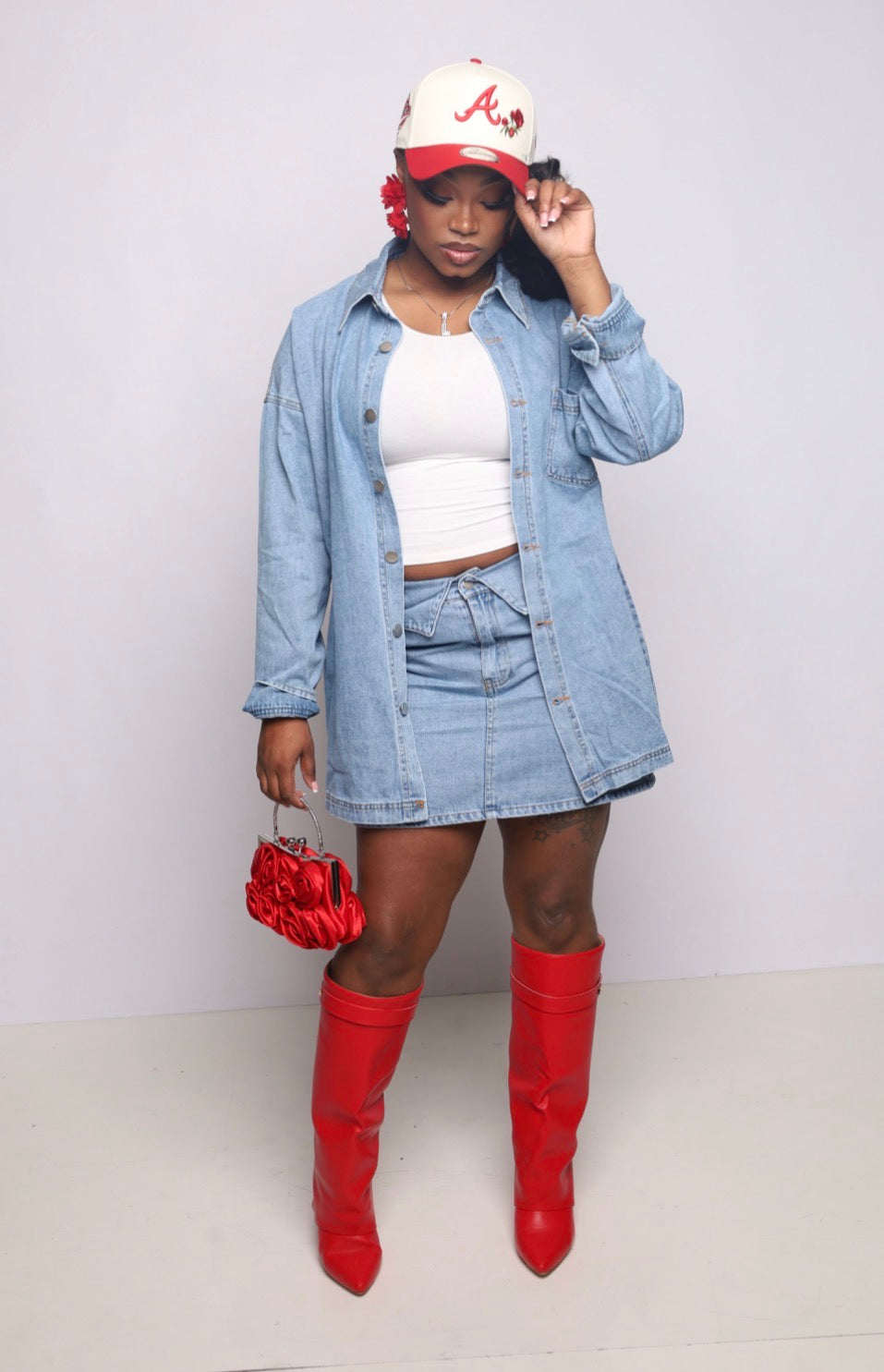Love On Top Denim Skirt Set