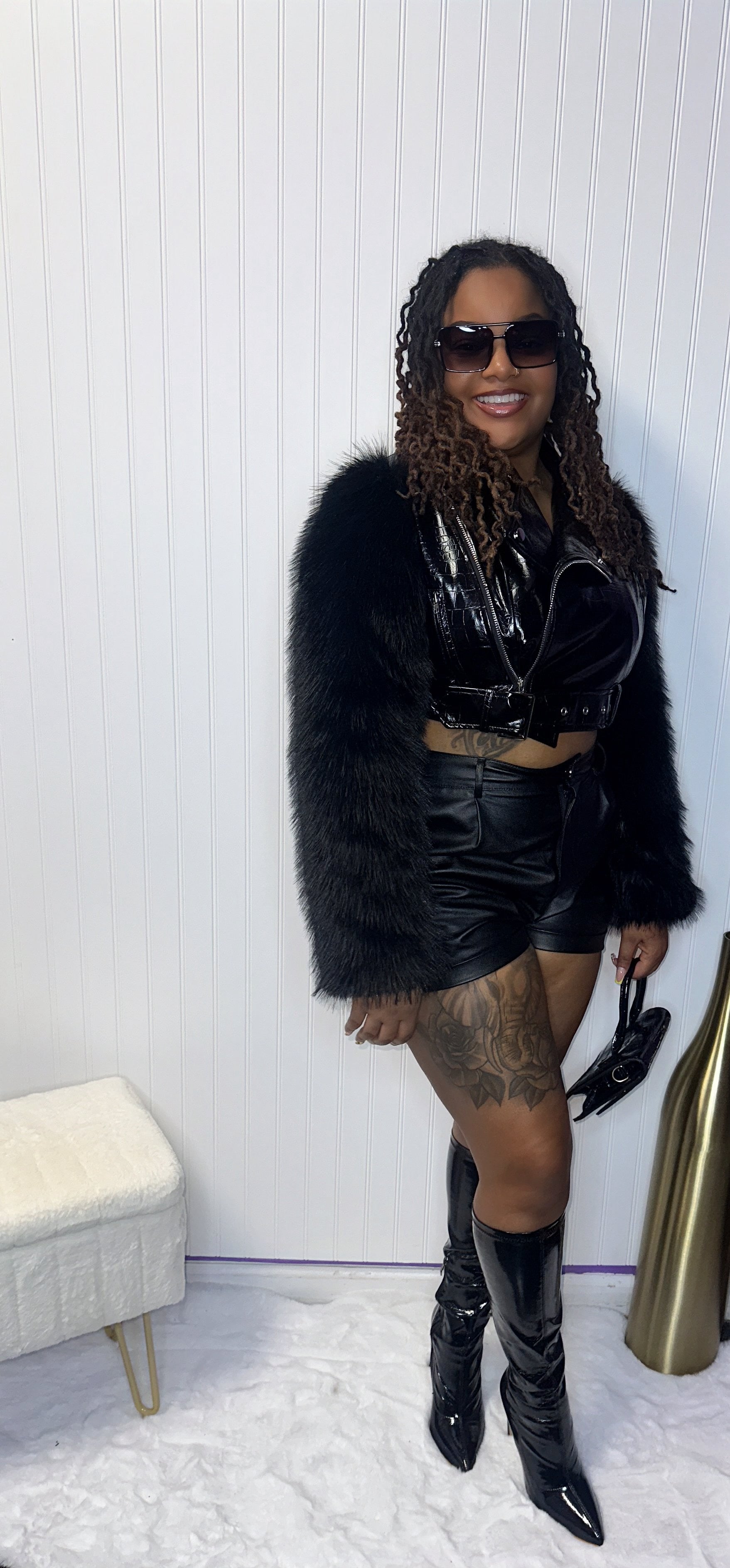 The Fine Auntie Cropped Fur Jacket