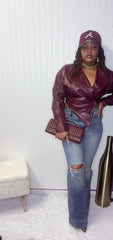 Tiara Leather Cropped Jacket