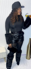Tasha Fur Bodysuit Top