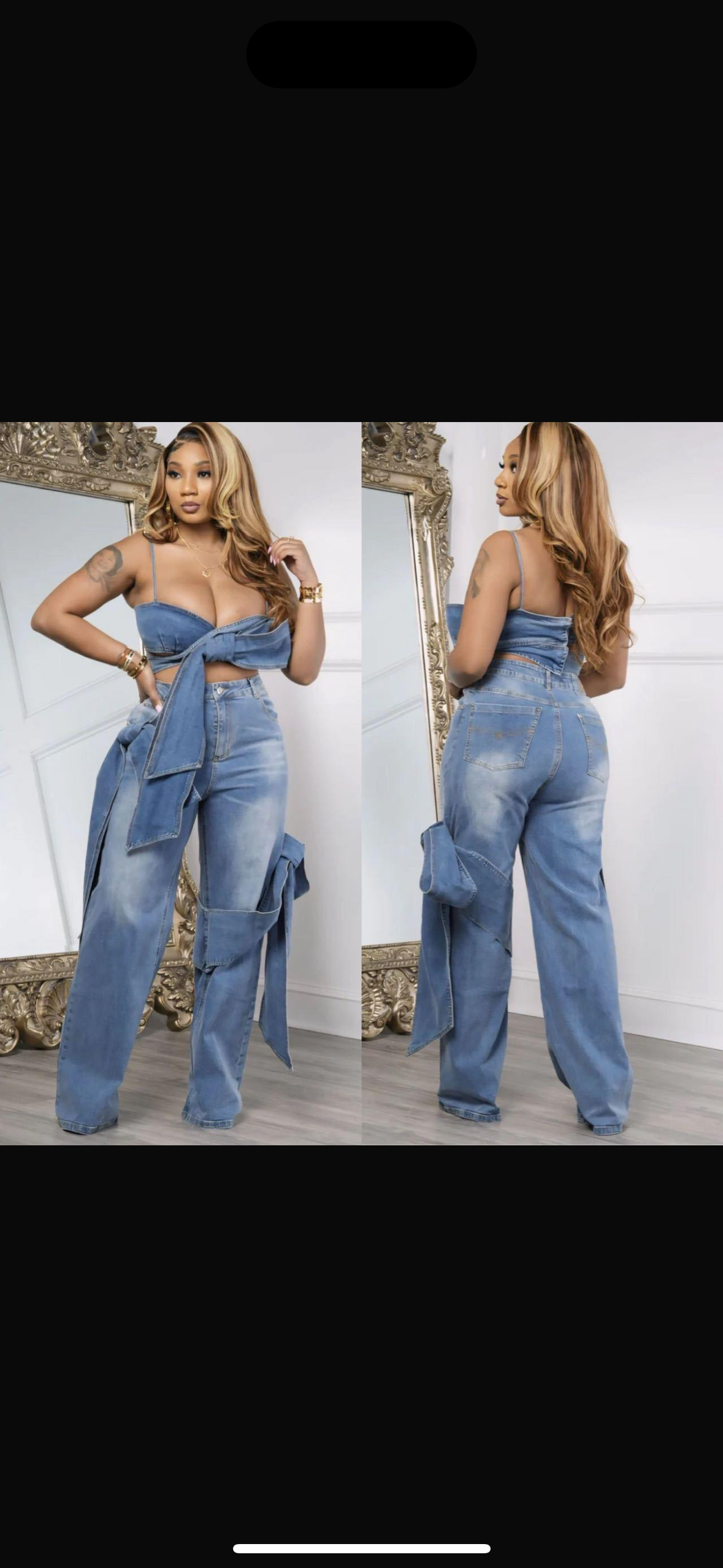 Tie Me Down Denim 2 Piece Set