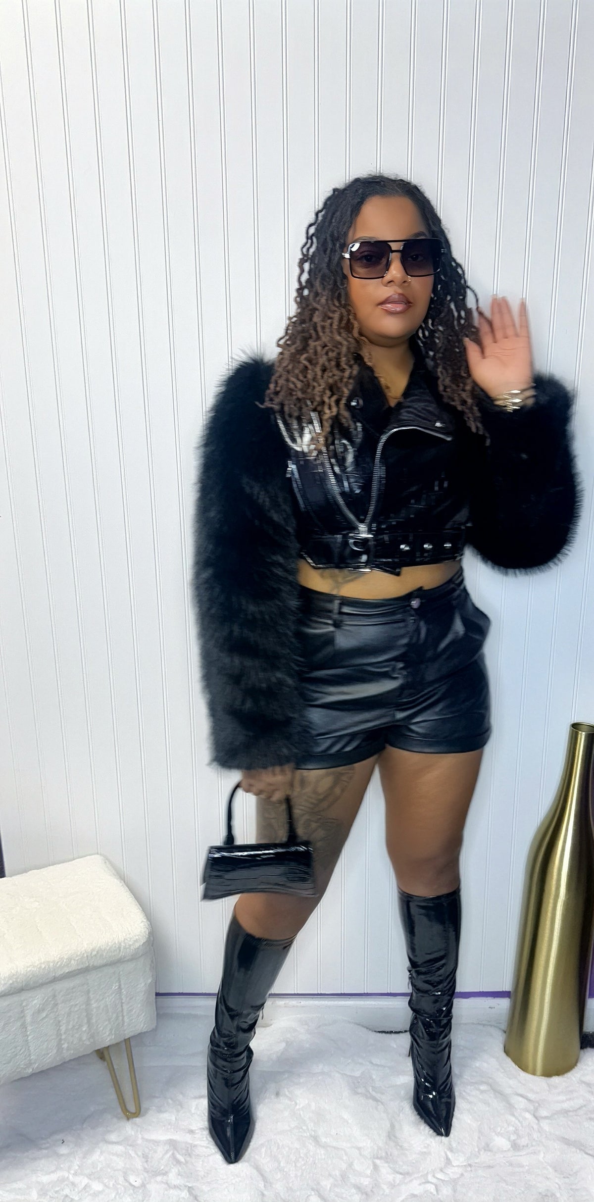 The Fine Auntie Cropped Fur Jacket