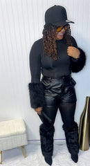 Tasha Fur Bodysuit Top
